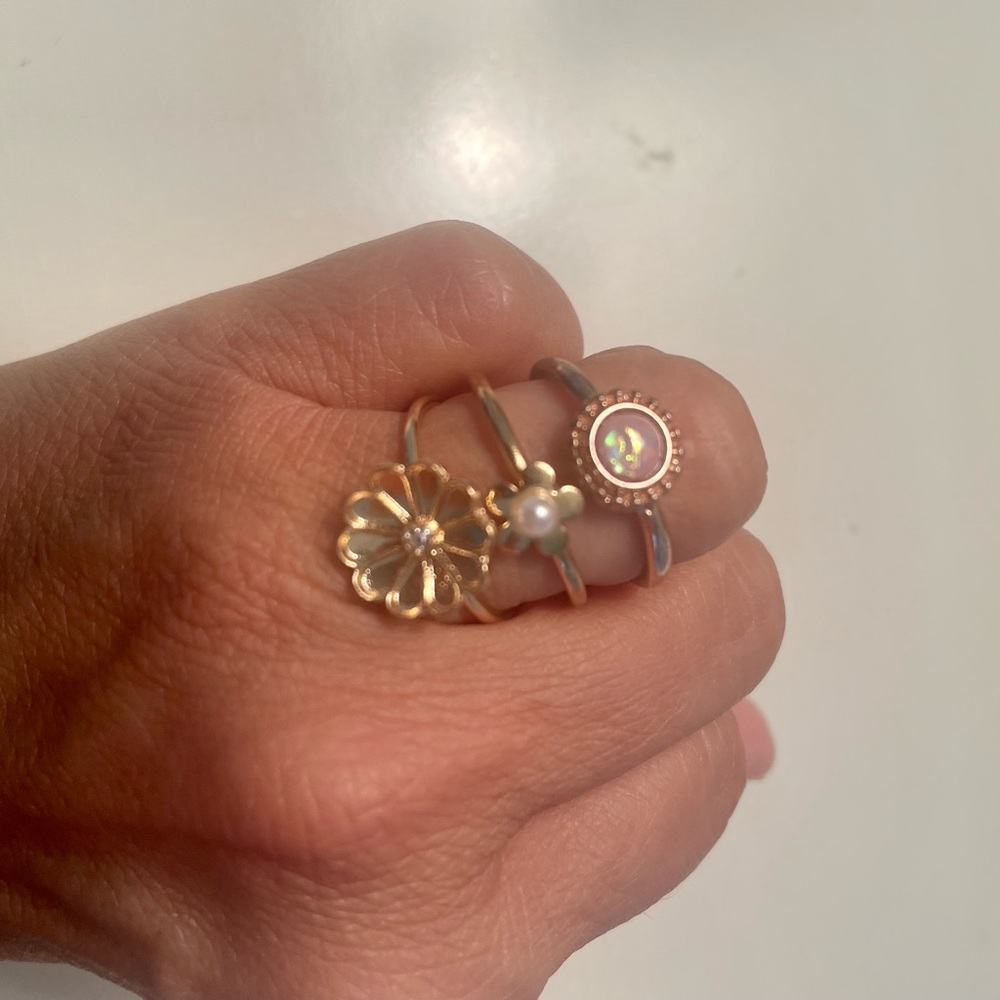Dainty Flower Rings Set of  Sizes  Stackable Boho
